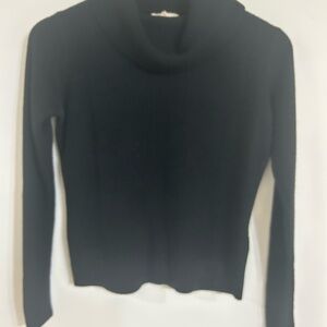 Chic Black Cowl Neck ribbed long sleeve turtleneck Sweater Xs Tory Burch black